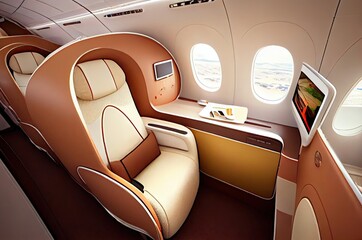 First Class Plane Seating Luxury Vacation Generative AI