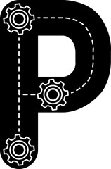 Letter P includes gear Icon