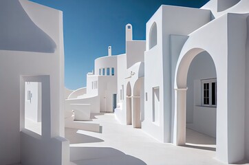 Greek Villa Luxury Travel Destination For Holidays Background Generative AI