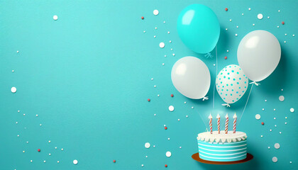 Birthday decoration card on blue background