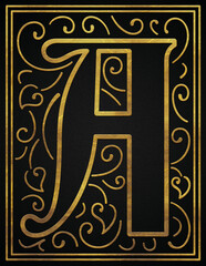 Vintage golden initials design alphabet A