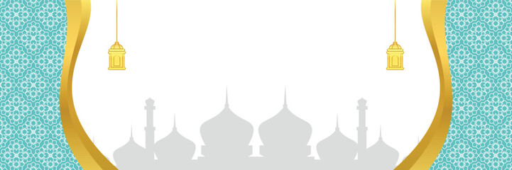 Obraz premium Islamic background, with mandala ornament and mosque silhouette. vector template for banners, greeting cards for Islamic holidays, eid al fitr, ramadhan, eid al adha