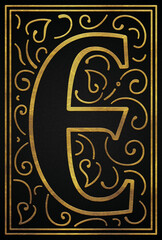 Vintage golden initials design alphabet E