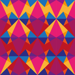 Colorful Kaleidoscopic Seamless Pattern. Vector Geometric Background with Triangles. Abstract Mosaic Design