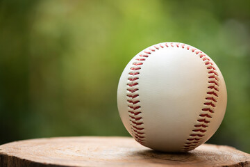 Baseball equipment on nature background.