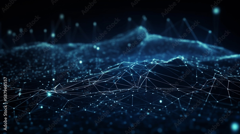 Aufkleber Big data visual information background. Technology futuristic background created with Generative AI technology