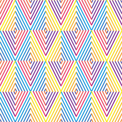 Colorful Linear Seamless Pattern. Vector Geometric Background with Lines and Rhombs. Abstract Mosaic Design