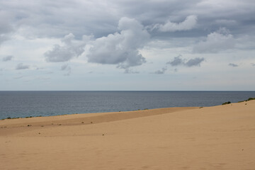 Desert and Atlantic ocean,, Corralejo, Spain