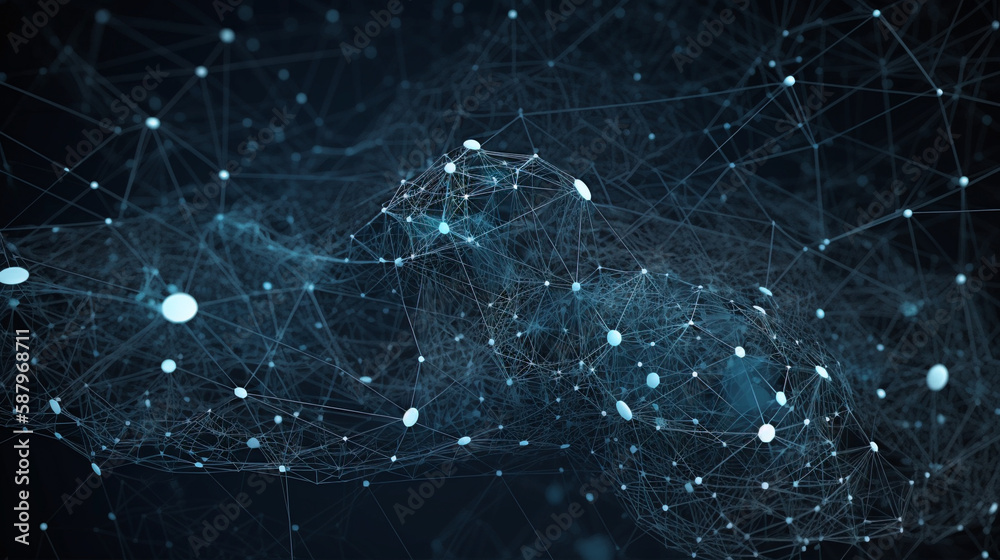Poster Big data visual information background. Technology futuristic background created with Generative AI technology