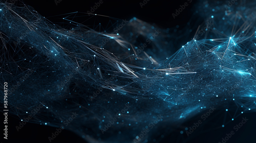 Aufkleber Big data visual information background. Technology futuristic background created with Generative AI technology