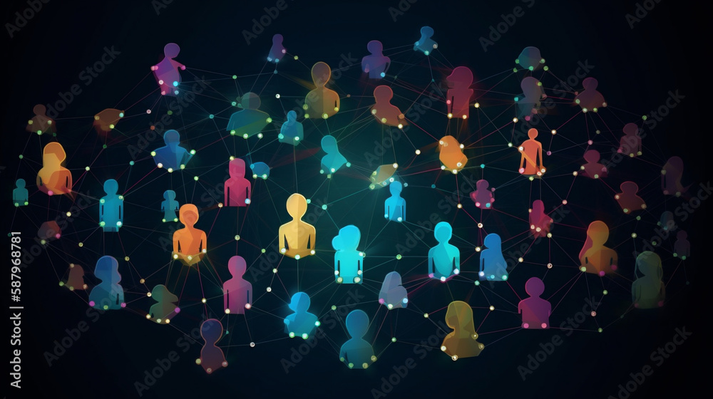 Aufkleber Network background created with Generative AI technology