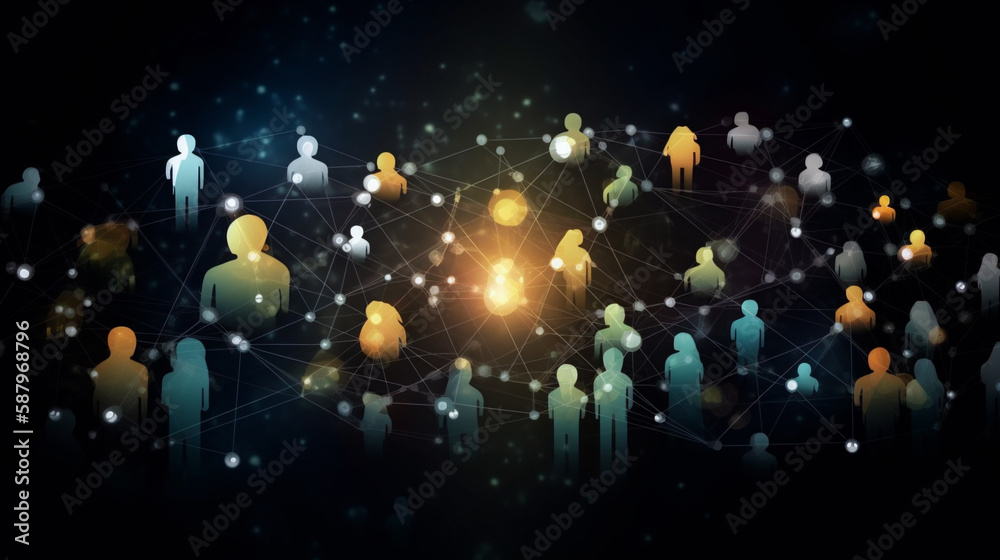 Aufkleber Network background created with Generative AI technology