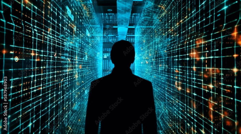 Aufkleber Computer technology background. Programmer coding, created with Generative AI technology