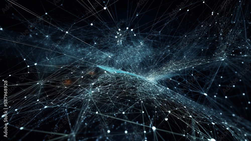 Aufkleber Big data visual information background. Technology futuristic background created with Generative AI technology