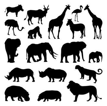 animals silhouettes set
