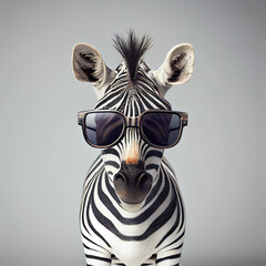 portrait of a zebra in sunglasses - obrazy, fototapety, plakaty