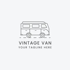 vintage van logo design line art logo for vintage car transport company 