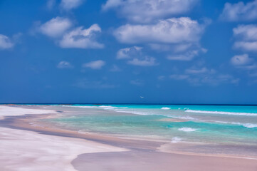 Fototapeta premium Exotic wild beach with emerald water. Island in the Indian Ocean. 