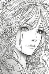 Fototapeta premium Portrait of a beautiful girl with long hair. Generative ai