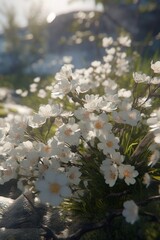 AI, Artificial Intelligence, Photography seasons, spring, flowers, 3D,