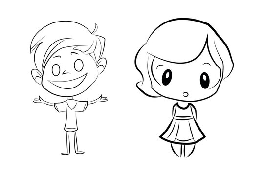 Free vector boy and girl cortoon character
