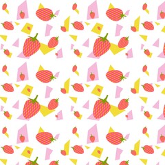 Web Strawberry pattern. Abstract textile. Figures and berries.