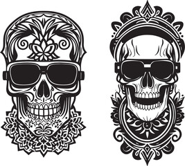 Gret Set Skulls Tattoo Vector