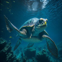 Obraz premium green sea turtle ,generative AI 