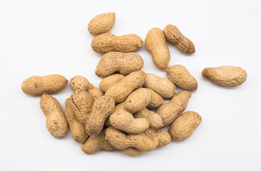 bunch of ecological peanuts on a white background