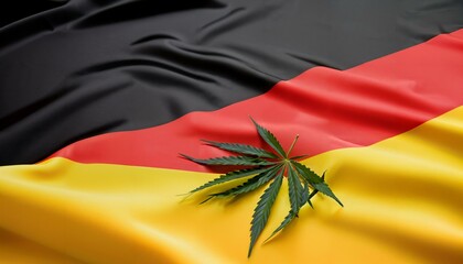 Deutschland Flagge mit Drogen. Close-UP. Das Bild steht für die Leaglisierung in Deutschland von...