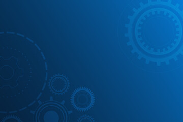 Engineering technology background with dark blue. Gear icon template with blank space for design.
