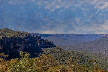 View of Echo Point Blue Mountains three sisters Katoomba Sydney NSW Australia