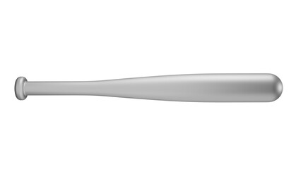 Silver matte baseball bat isolated on transparent background. Minimal concept. 3D render