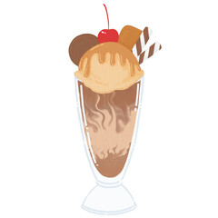 illustration cute ice cream chocolate caramel by digital painting 