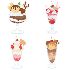 illustration set of cute ice cream by digital painting