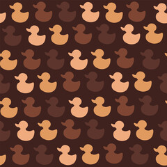 Ducks of different body colors. Seamless pattern