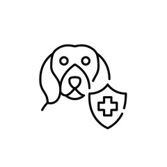 Beagle dog with health insurance. Pet healthcare plan. Pixel perfect, editable stroke icon