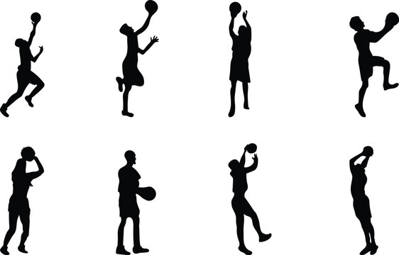 silhouettes of  playing volleyball people