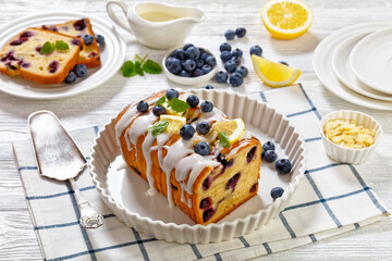 Lemon Blueberry Bread with Lemon Glaze, top view