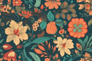 Gordijnen Vintage floral pattern Generative AI © Moj Gfx