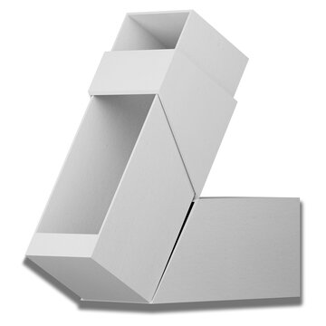 White opened and closed square folding gift box mock up on white background
