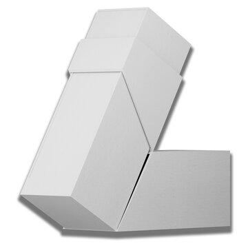 White opened and closed square folding gift box mock up on white background