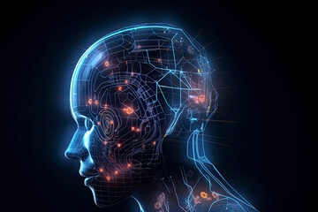 Artificial intelligence concept of big data or cyber security. 3D illustration