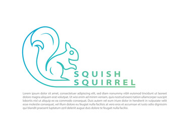 Vector logo on which an abstract image of a squirrel with a large and fluffy tail.