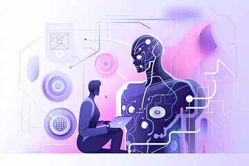 AI in social media abstract concept vector illustration. Social media marketing, AI content tracking algorithm, automated image recognition, machine learning, target advertising abstract metaphor.