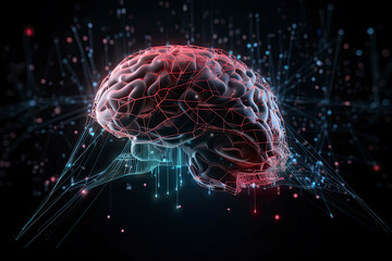 Fototapeta premium Artificial Intelligence digital concept with abstract brains