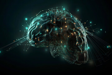Artificial Intelligence digital concept with abstract brains