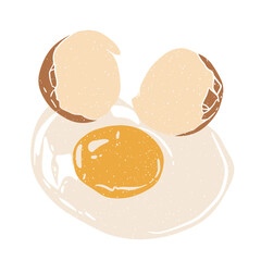 Colorful Chicken Egg. Eggs with shell. Ester, breakfast, organic farm food concept. Hand drawn Vector illustration. 