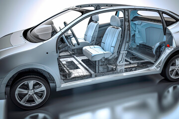 Fototapeta premium inside electric car.3d render and illustration