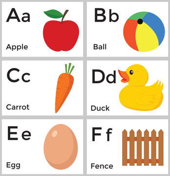 Alphabet with colorful pictures printable flash card collection